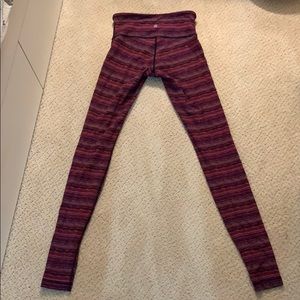 Purple striped Lululemon full length leggings